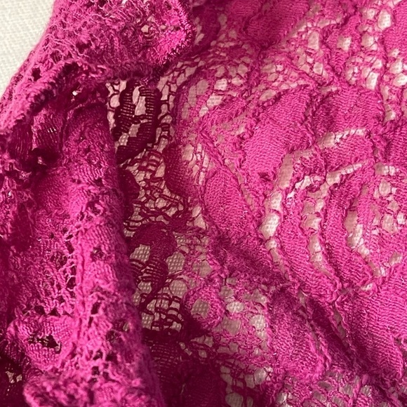 Pink Fusia Lace Cropped Ruffle Cotton Blend Cardigan Women’s 1X by Notations - Picture 4 of 12